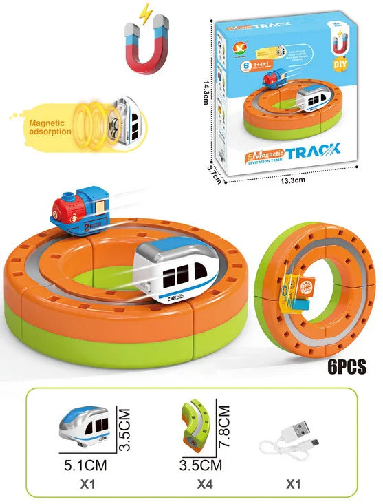 HKM-289747 Maglev Train Block Set - Flexible DIY Race Car Track Kit for Kids Ages 2 and Up