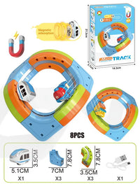 HKM-289747 Maglev Train Block Set - Flexible DIY Race Car Track Kit for Kids Ages 2 and Up