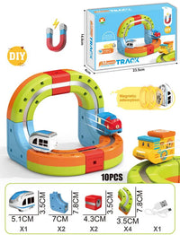 HKM-289747 Maglev Train Block Set - Flexible DIY Race Car Track Kit for Kids Ages 2 and Up