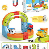HKM-289747 Maglev Train Block Set - Flexible DIY Race Car Track Kit for Kids Ages 2 and Up