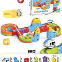 HKM-289747 Maglev Train Block Set - Flexible DIY Race Car Track Kit for Kids Ages 2 and Up