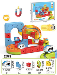 HKM-289747 Maglev Train Block Set - Flexible DIY Race Car Track Kit for Kids Ages 2 and Up