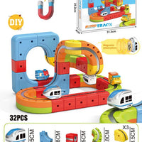 HKM-289747 Maglev Train Block Set - Flexible DIY Race Car Track Kit for Kids Ages 2 and Up