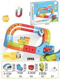 HKM-289747 Maglev Train Block Set - Flexible DIY Race Car Track Kit for Kids Ages 2 and Up