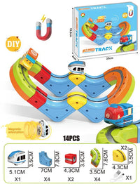 HKM-289747 Maglev Train Block Set - Flexible DIY Race Car Track Kit for Kids Ages 2 and Up