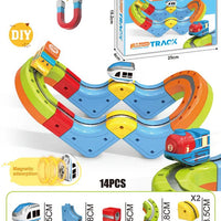 HKM-289747 Maglev Train Block Set - Flexible DIY Race Car Track Kit for Kids Ages 2 and Up