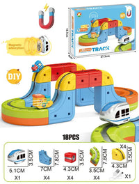 HKM-289747 Maglev Train Block Set - Flexible DIY Race Car Track Kit for Kids Ages 2 and Up