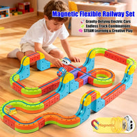 HKM-289747 Maglev Train Block Set - Flexible DIY Race Car Track Kit for Kids Ages 2 and Up