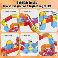 HKM-289747 Maglev Train Block Set - Flexible DIY Race Car Track Kit for Kids Ages 2 and Up