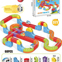 HKM-289747 Maglev Train Block Set - Flexible DIY Race Car Track Kit for Kids Ages 2 and Up