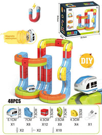 HKM-289747 Maglev Train Block Set - Flexible DIY Race Car Track Kit for Kids Ages 2 and Up