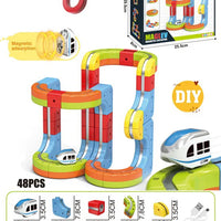 HKM-289747 Maglev Train Block Set - Flexible DIY Race Car Track Kit for Kids Ages 2 and Up
