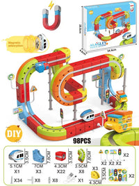 HKM-289747 Maglev Train Block Set - Flexible DIY Race Car Track Kit for Kids Ages 2 and Up