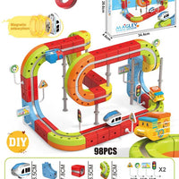 HKM-289747 Maglev Train Block Set - Flexible DIY Race Car Track Kit for Kids Ages 2 and Up