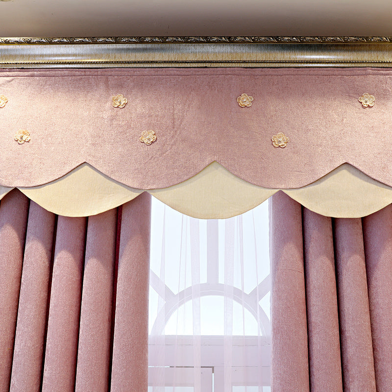 KTX-289811 Elegant Plant-Patterned Full Blackout Curtains in Soft Pink for Living Room and Bedroom