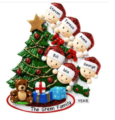 HKM-289875 Christmas Character Resin Tree Decoration Pendant - 4 Heads & 6 Heads Options