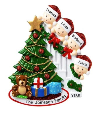 HKM-289875 Christmas Character Resin Tree Decoration Pendant - 4 Heads & 6 Heads Options