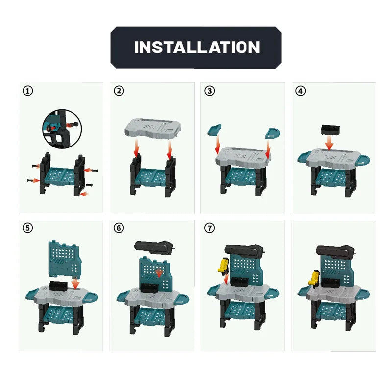 KTX-289939 37-Piece Engineer Workbench Tool Set for Pretend Play - Ideal for Kids Aged 2 to 13