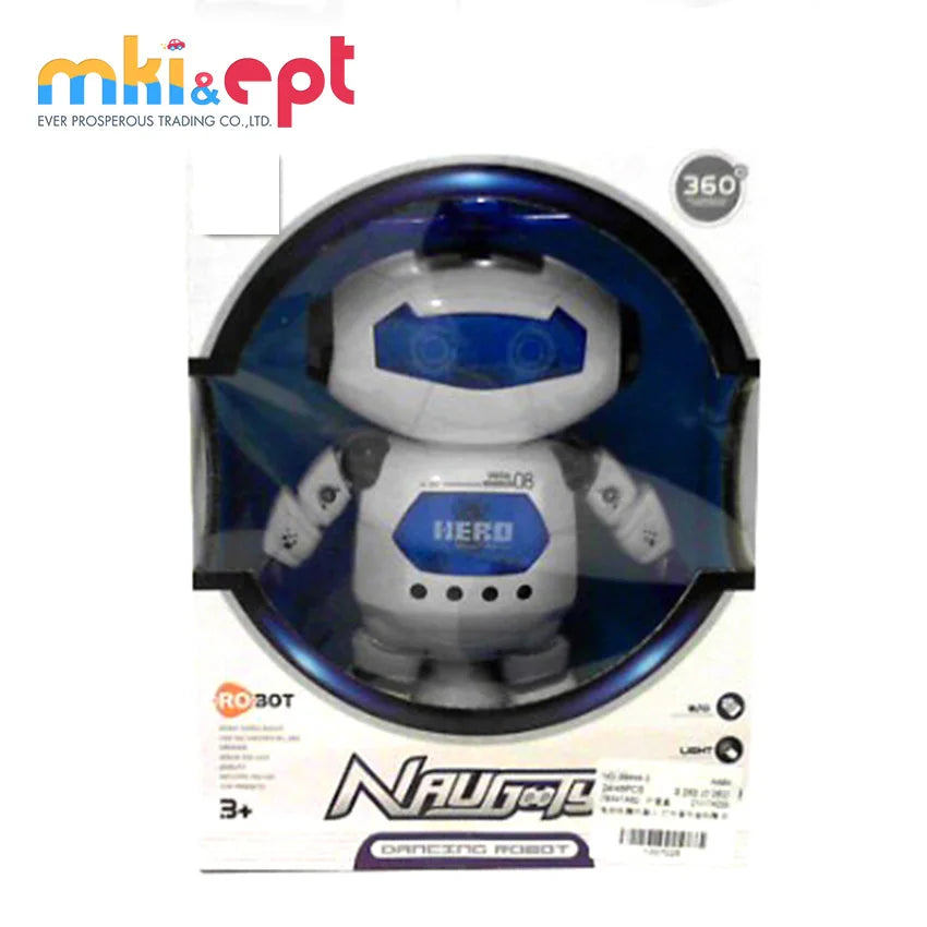 HKM-290067 360-Degree Rotating Electric Dancing Robot Toy with Music and Lights for Kids