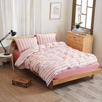 HKM-290067 Geometric Pure Cotton Four-Piece Bed Sheet Set in Red