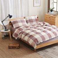 HKM-290067 Geometric Pure Cotton Four-Piece Bed Sheet Set in Red