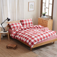HKM-290067 Geometric Pure Cotton Four-Piece Bed Sheet Set in Red