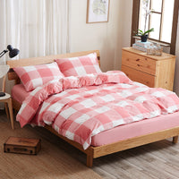 HKM-290067 Geometric Pure Cotton Four-Piece Bed Sheet Set in Red