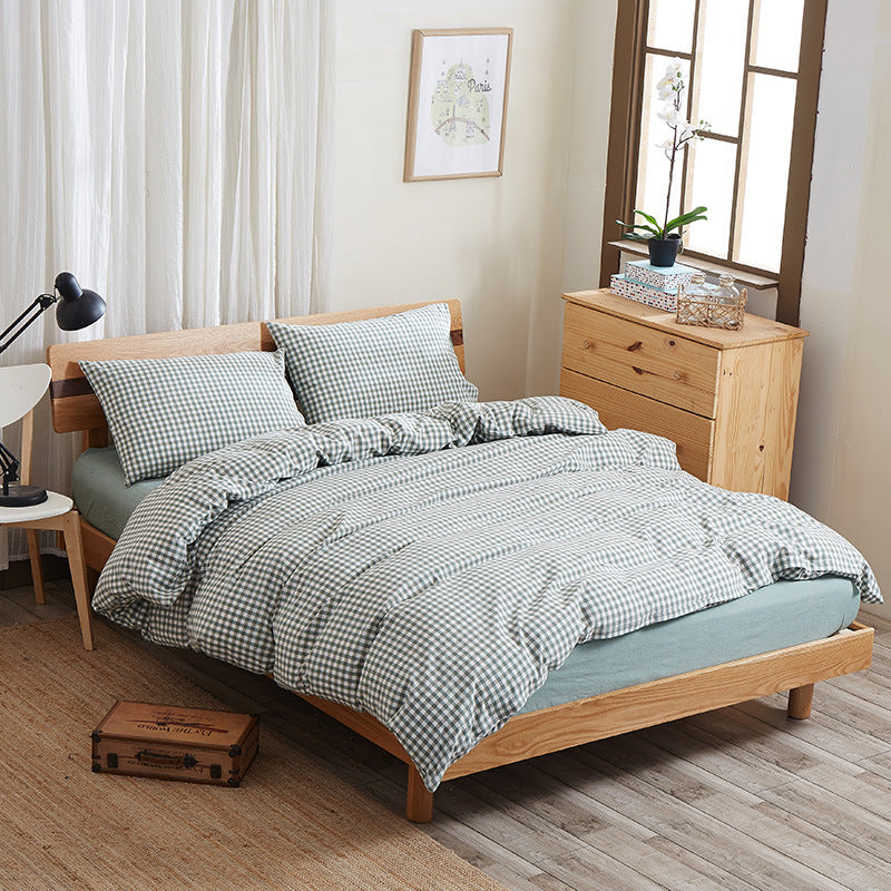 HKM-290067 Geometric Pure Cotton Four-Piece Bed Sheet Set in Red