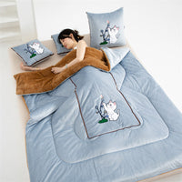 HKM-290259 Cartoon Pillow and Quilt Set with Dual-Purpose Fleece Lining in Multiple Colors