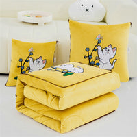 HKM-290259 Cartoon Pillow and Quilt Set with Dual-Purpose Fleece Lining in Multiple Colors