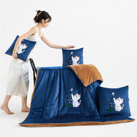 HKM-290259 Cartoon Pillow and Quilt Set with Dual-Purpose Fleece Lining in Multiple Colors