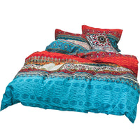 HKM-290259 Four-Piece Cotton Brushed Ethnic Style Bedding Set in Flower Design