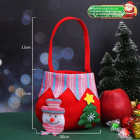 HKM-290387 Christmas Gift Bags - Variety of Styles Including Santa, Snowman, Deer, and Bear - Cloth Material - 16cm x 15cm