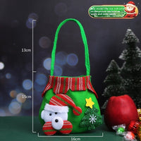 HKM-290387 Christmas Gift Bags - Variety of Styles Including Santa, Snowman, Deer, and Bear - Cloth Material - 16cm x 15cm