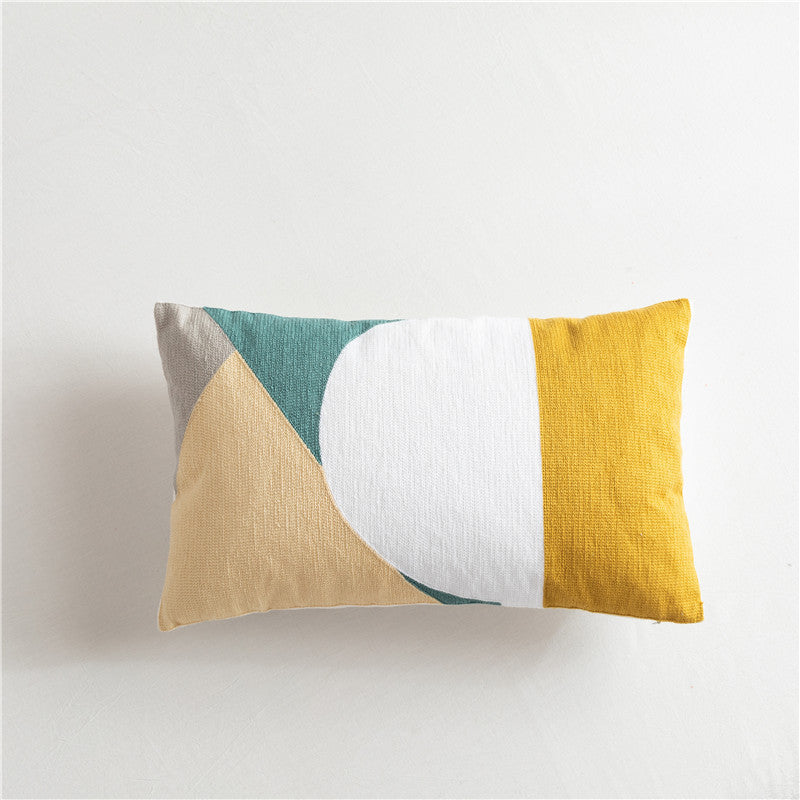 HKM-290387 Scandinavian Style Geometric Cotton Embroidered Pillow Cover, 45x45cm & 30x50cm Options