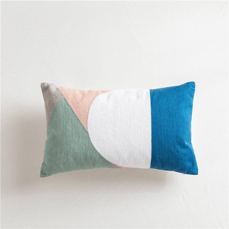 HKM-290387 Scandinavian Style Geometric Cotton Embroidered Pillow Cover, 45x45cm & 30x50cm Options