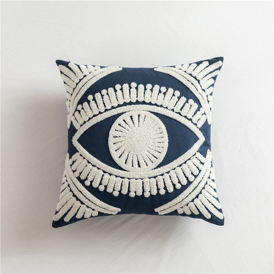 HKM-290387 Scandinavian Style Geometric Cotton Embroidered Pillow Cover, 45x45cm & 30x50cm Options