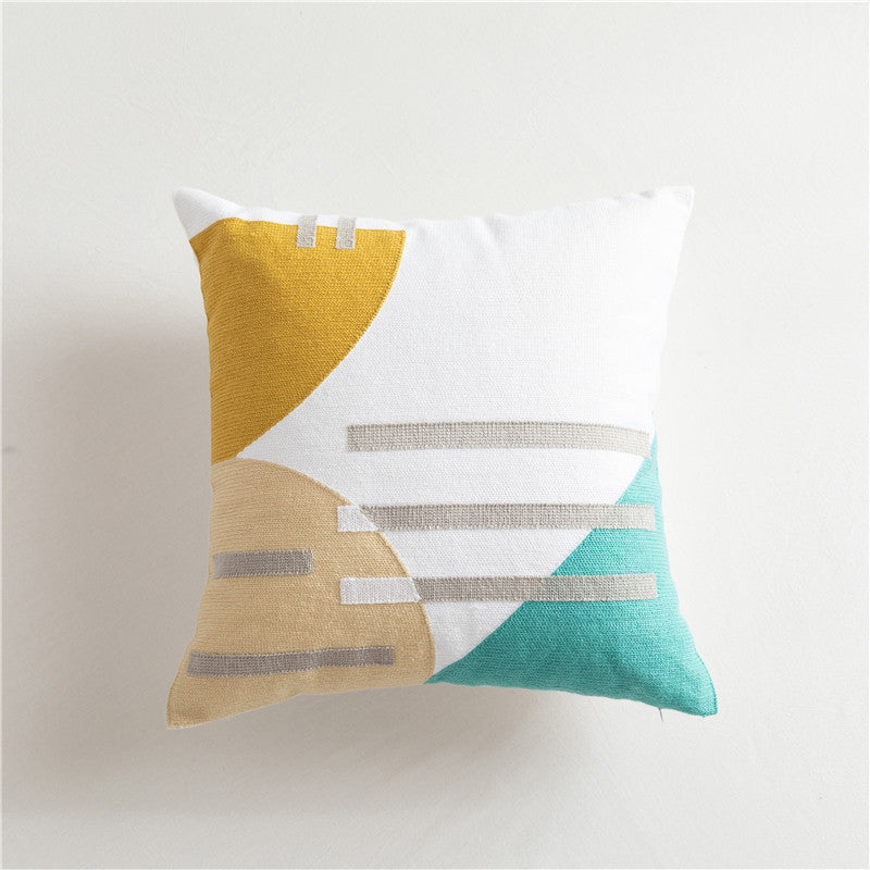 HKM-290387 Scandinavian Style Geometric Cotton Embroidered Pillow Cover, 45x45cm & 30x50cm Options