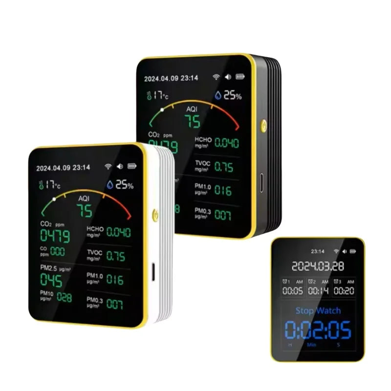 KTX-290451 15-in-1 Rechargeable Digital CO2 Detector and Air Quality Monitor for Home Use