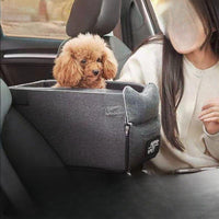 HKM-290451 Portable Gray Car Kennel for Small Dogs - Urine-Proof Seat Cushion