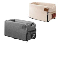 HKM-290451 Portable Gray Car Kennel for Small Dogs - Urine-Proof Seat Cushion