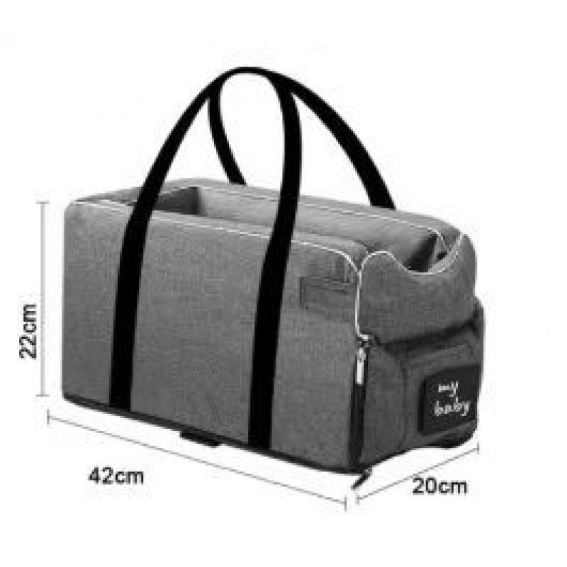HKM-290451 Portable Gray Car Kennel for Small Dogs - Urine-Proof Seat Cushion