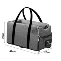 HKM-290451 Portable Gray Car Kennel for Small Dogs - Urine-Proof Seat Cushion