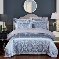 HKM-290579 Cotton Jacquard Bedding Set with Artistic Floral Patterns - 4 Pieces for 1.8m Beds