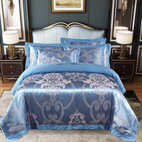 HKM-290579 Cotton Jacquard Bedding Set with Artistic Floral Patterns - 4 Pieces for 1.8m Beds