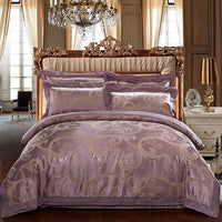 HKM-290579 Cotton Jacquard Bedding Set with Artistic Floral Patterns - 4 Pieces for 1.8m Beds