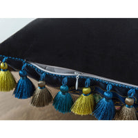 HKM-290643 Forest-Themed Short Plush Cushion Cover with Solid Reverse and Tassel Detail
