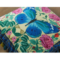 HKM-290643 Forest-Themed Short Plush Cushion Cover with Solid Reverse and Tassel Detail