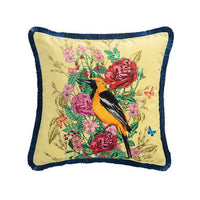 HKM-290643 Forest-Themed Short Plush Cushion Cover with Solid Reverse and Tassel Detail