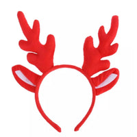 HKM-291027 Children's Antler Headband with Ears - White, Coffee, Red Options